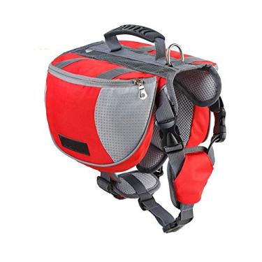 Imagem de Mochila ajustável para cães da Lifeunion para treinamento de acampamento e caminhadas, Vermelho, Large