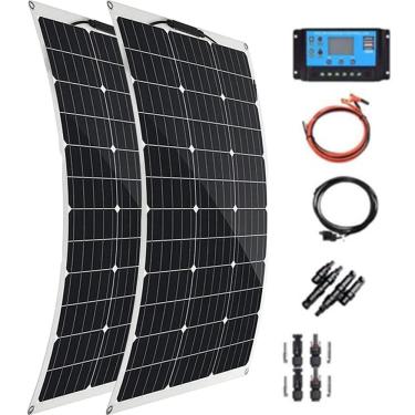 Imagem de Bateria Solar Semi Flexível, Carregador De Bateria à Prova D'água De Cabo 40a, Barco Rv De Carro Para Acampamento Rv Ao Ar Livre, Painel Solar Completo De 300 Watts 18 Volts,twopieces