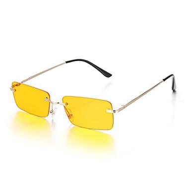 Imagem de Óculos de sol retrô retangulares sem aro ultraleve UV400 Óculos de sol vintage sem moldura Óculos de sol acessórios de moda, amarelo, outros