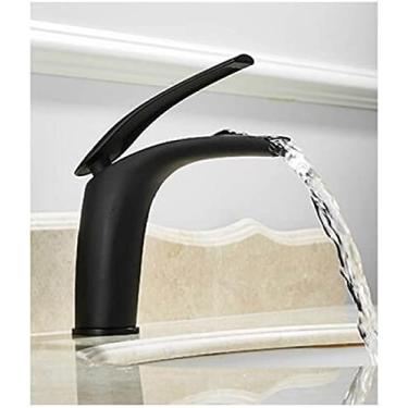 Imagem de Torneira da bacia do banheiro Branco e preto Cozimento em latão sólido Specail Pia Misturador Torneira Hot & Torneira para Bacia de Cachoeira Fria, Curto Preto B, China