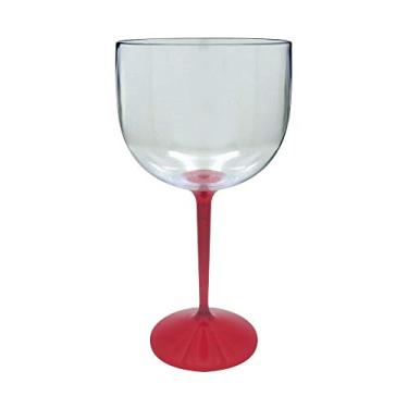 Imagem de Kit 4 Taças Gin Transparente Com Haste Vermelha 550ml - KrystalON