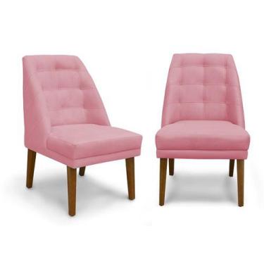 Imagem de Kit 2 Cadeiras De Jantar Paris Suede Rosa - Meular Decor - Meu Lar Dec