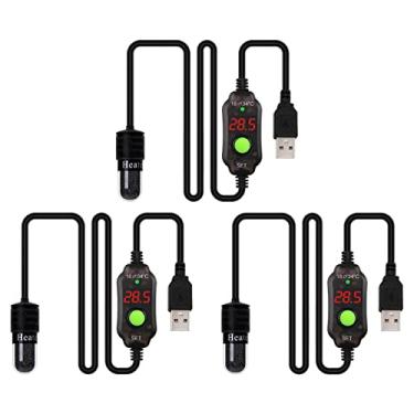 Imagem de UGPLM 3 x Vara de Aquecimento de Tanque de Peixes de Aquário USB Display Digital Submersível