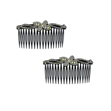 Imagem de Kit 2 Peças Grampo Pente Plástico De Cabelo Strass Luxo (Preto)