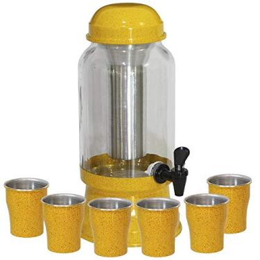 Imagem de Conjunto Barrica Suqueira Multiuso 3.2 litros Completa, Vidro, Copos e Porta Gelo: Amarelo Pigmentado