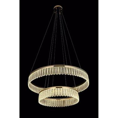 Imagem de Lustre Pendente 2 Argolas Bronze com Cristal K9 Transp