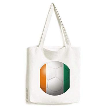 Imagem de Coate d'Ivoire Bolsa de lona com bandeira nacional de futebol bolsa de compras casual