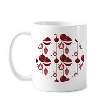 Imagem de Caneca de Natal vermelha branca com estampa de decoração de cerâmica café xícara de porcelana louça