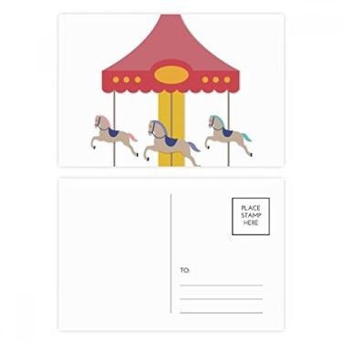 Imagem de Cartão postal colorido com estampa de parque de museu de carrossel