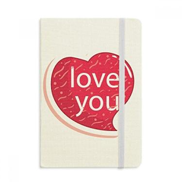 Imagem de Caderno de Dia dos Namorados Coração Rosa I Love Oficial Tecido Rígido Diário Clássico
