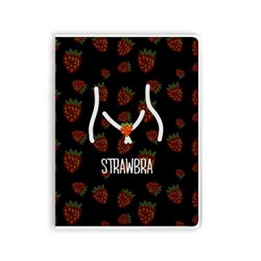 Imagem de Caderno divertido desenho de morango vermelho capa de goma diário capa macia