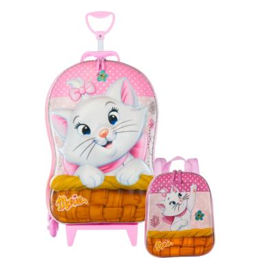 Imagem de Mochila  Rodinha Tripla Lancheira Gata Marie 3d Maxtoy