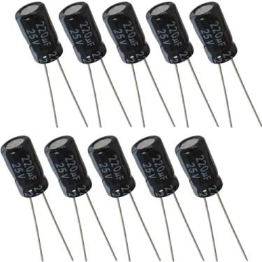 Imagem de Capacitor Eletrolítico 220uF 25V - Kit 10 Peças
