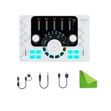 Imagem de Interface de áudio branca Comica ADCaster C2 com controle individual, trocador de voz, almofada de som personalizada e conexão Bluetooth para streaming, podcast, gravação, em telefones ou computador