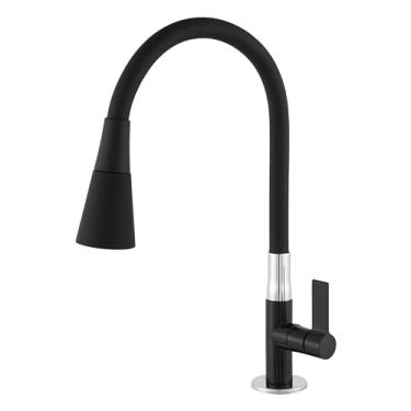 Imagem de Torneira Gourmet de Cozinha Bancada ABS Flexível Cone Preta 1/4v