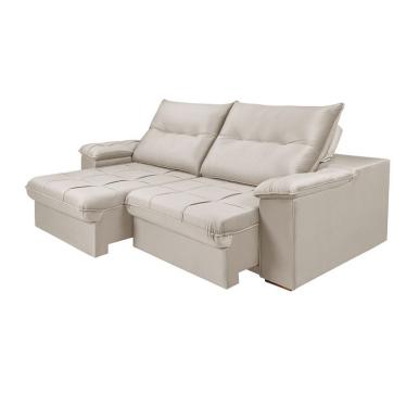 Imagem de Sofá 3 lugares Retrátil e Reclinavél Dalas Veludo Bege 230 cm