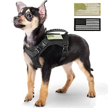 Imagem de Peitoral tático para treinamento de cães, colete tático para filhotes com alça de controle k9, colete de segurança ajustável para animais de estimação para treinamento ao ar livre (pequeno, preto)