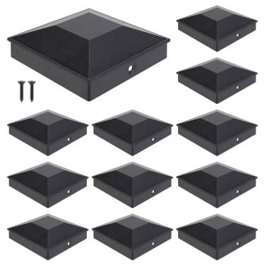 Imagem de SANKINS 4 × 4 tampas de poste de cerca de madeira (real 3,5 x 3,5), tampas de poste de deck decorativas ao ar livre capa de plástico PP à prova d'água à prova de UV para postes de cerca de