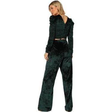 Imagem de Calça Wide Onça Preta Velvet Alfaiataria . Feminino-Feminino