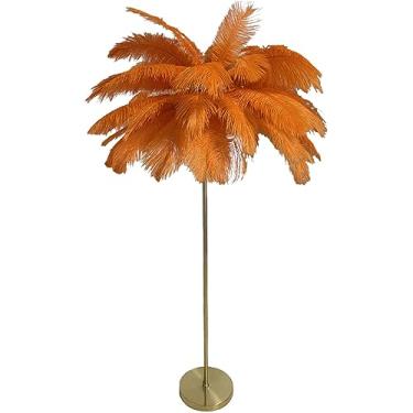 Imagem de Luminária de piso de penas de avestruz natural, lâmpadas de penas para quartos e sala de estar com interruptor de pé regulável, lâmpada de pé de pena H: 160 cm