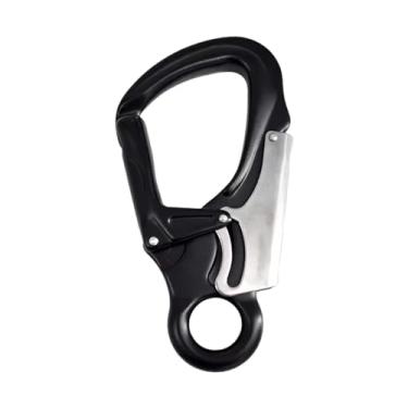 Imagem de Almencla Mosquetão clipe duplo bloqueio snap gancho para acessórios seguros auto bloqueio mosquetão para escalada acampamento ao ar livre balanço, PRETO