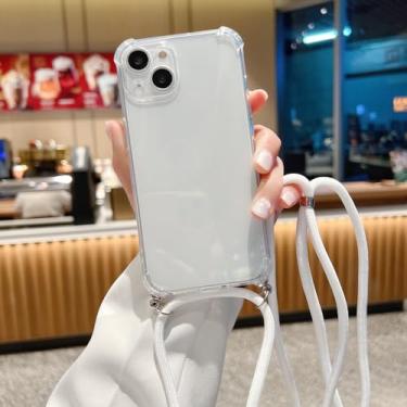 Imagem de Capa de telefone de silicone líquido com alça de gola cruzada com fio para iphone 13 12 mini 11 pro x xr xs max 6s 7 8 plus se, 5, para 14 plus