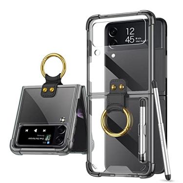 Imagem de COQUE Capa para Samsung Galaxy Z Flip 3, capa de celular com tudo incluso com suporte de vídeo anel, capa dobrável para celular Samsung Galaxy Z Flip 3 5G com caneta Stylus e compartimento para caneta