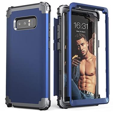Imagem de Capa para Galaxy Note 8, Note 8 azul para homens, IDweel 3 em 1, à prova de choque, fina, híbrida, proteção resistente, capa de policarbonato rígido, silicone macio, resistente, capa de corpo inteiro