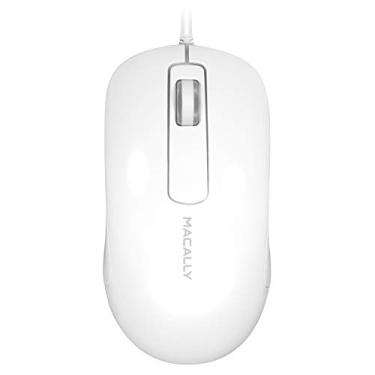 Imagem de Macally Mouse óptico de 3 botões com fio USB com cabo de 1,5 m, compatível com PCs, Apple Macs, desktops, laptops (ICEMOUSE3), branco