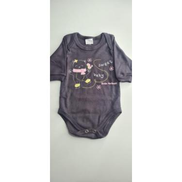 Imagem de Body Manga Longa Feminino Suedine Estampado Ursinha - Bicho Molhado, M