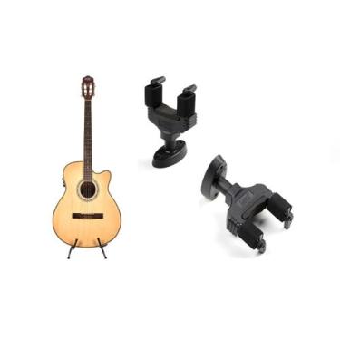 Imagem de Kit Violão Land Eletrico Nylon Natural + Suporte De Parede