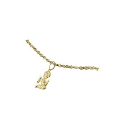 Imagem de Pulseira Elos Portugueses Pingente Anjo 19 Cm Ouro 18k - JOIE JOIAS FI