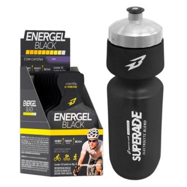 Imagem de Gel de Carboidrato Energel Black Cx 10 Sachês + Squeeze Bodyaction - B
