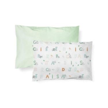Imagem de Kit Fronha Bebê Com 2 Pçs 40cm x 28cm Letrinhas Papi