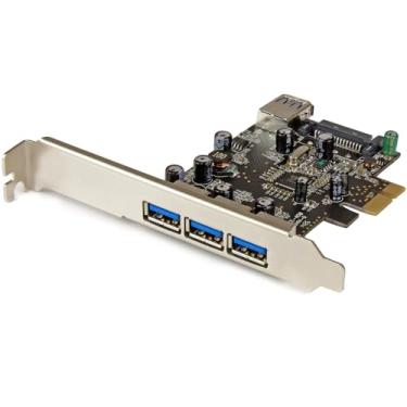 Imagem de StarTech. Placa USB 3.0 PCI Express de 4 portas - 3 externas e 1 interna - Suporte de SO nativo no Windows 8 e 7 - Padrão e discreto (PEXUSB3S42)