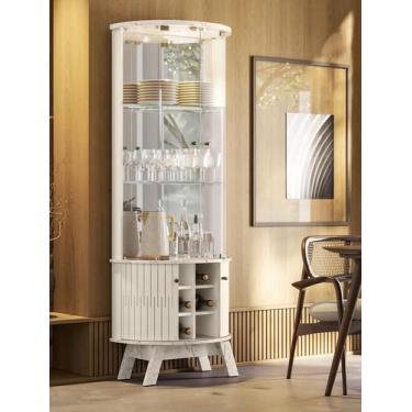 Imagem de Cristaleira Marina Com Espelho e Luminária de Led nas Prateleiras Cala