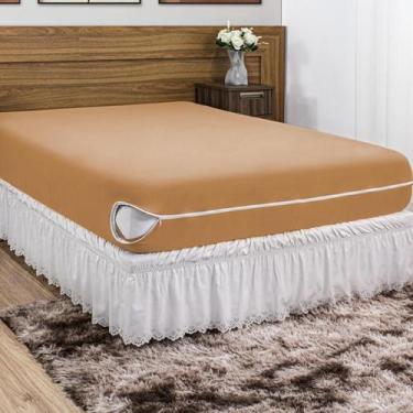 Imagem de Capa De Colchão Queen Casal Em Malha Gel (Helanca) e Zíper Prático - E