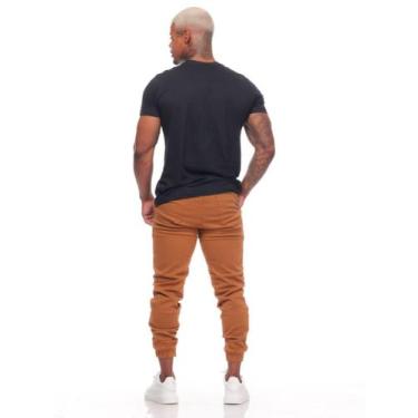 Imagem de Calça Jogger Masculina Slim Sarja Com Punho Elástico alfaiataria Swag 
