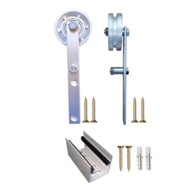 Imagem de Kit 2 Roldanas e 1 Guia para Trilho Cantoneira Ferro - Prata - Al-Fer