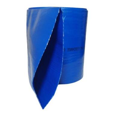 Imagem de Rolo de 10 Metros de Mangueira Flat Azul Achatada 5 Polegadas Irrigaçã