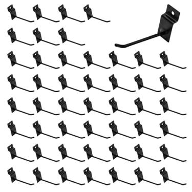 Imagem de Waltool Conjunto de 50 peças de ganchos pretos para painel de slatwall de 10 cm, ganchos de metal para pendurar na parede, organizador de quadro de garagem, loja de varejo