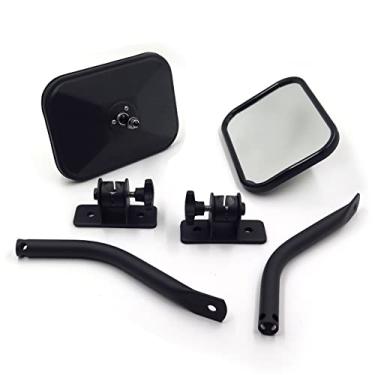 Imagem de HTTMT MT371-032-M Par de espelhos retrovisores de liberação rápida retangular preto compatível com Jeep Wrangler TJ JK 97-17