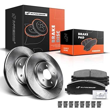 Imagem de A-Premium Rotores de freio a disco ventilados frontais de 330 mm + kit de pastilhas de cerâmica compatíveis com modelos selecionados Chrysler, Dodge, Ram e Volkswagen - Town & Country, Grand Caravan,