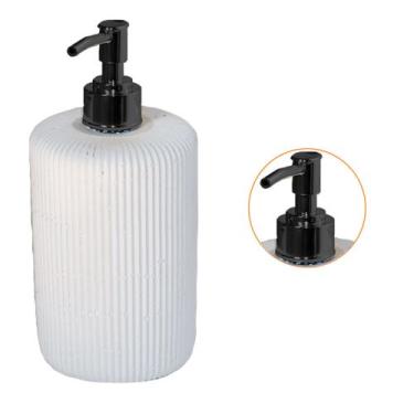 Imagem de Porta Sabonete Redondo Listrado Saboneteira Liquida Para Lavabo Banhei