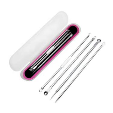 Imagem de Kit 4 Curetas Extratoras De Cravos E Espinhas Aço Inox - Mey Brasil