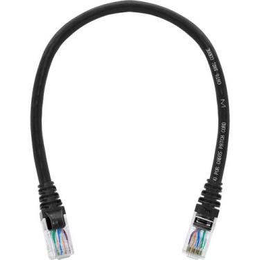 Imagem de Cabo De Rede 40 CM Patch Cord Cat6 UTP 100% Cobre Preto Para Roteador 