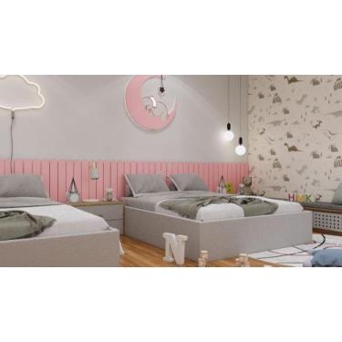 Imagem de Painel cabeceira Ripado cerca redondo 90cm x 3mts MDF rosa - Arteiroca