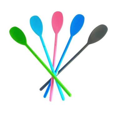 Imagem de Kit 3 Colher Bailarina Cabo Longo Plástico Mexer Suco 34Cm - Pmc Plást