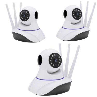 Imagem de Kit 3 Câmeras IP Wi Fi Robo 3 Antenas Visão Noturna App Yoosee - IP CA