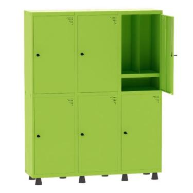 Imagem de Armário Guarda Volume Locker Roupeiro Insalubre 3 Vãos 06 Portas Com P